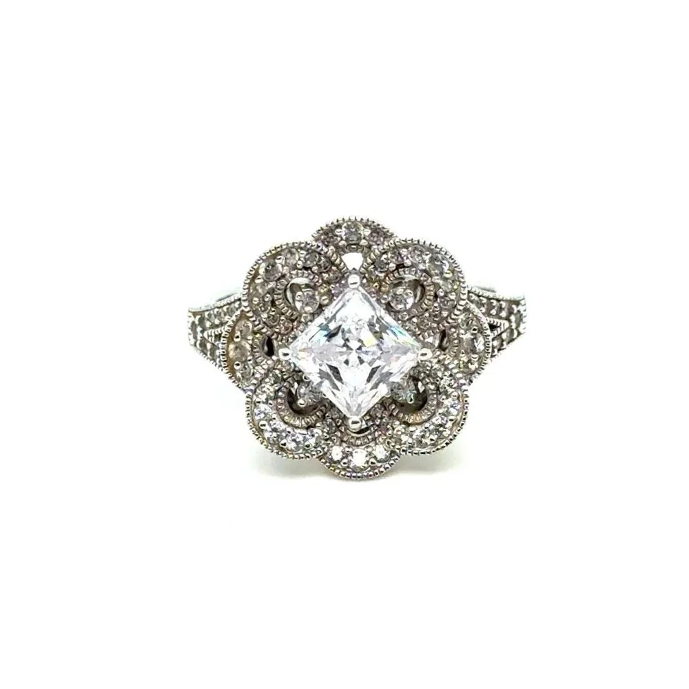 Stunning Silver 925 Vanna‎ K Flower Cz Ring